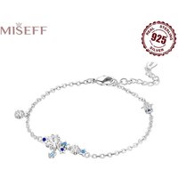 MISEFF HOT 925 Sterling Silver Bracelet Original Blue Star River Star Moon Heart Zircon Bracelets DIY Charms Jewelry Gifts