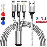 KADIXI 3 In 1 USB Fast Charging Cable Type C Micro IOS Multi Charger Cable for iPhone Huawei Samsung Nylon Braided Cord
