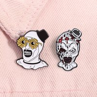 Terrifier Clown Enamel Pin Sunflower Sunglasses Horror Clown Killer Movie Halloween Brooch Lapel Badge Jewelry Gifts For Friends