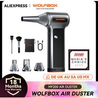WOLFBOX MF200 Elektrischer Leistungsstarker Ventilator-Staubsauger Kabelloser Luftbläser 3-Stufig Einstellbarer Tragbarer Lüfter für Auto/Zuhause/Outdoor