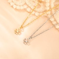 Hollow Out Love Clover Pendant Stainless Steel Necklace For Men And Women Fashionable And Romantic Lucky Grass Jewelry Gift New