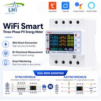 4P 80A Tuya Smart Three-Phase Energy Meter with Over/Under Voltage Protector Asynchronous Three-Relay Bidirectional Metering