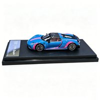 TPC 1:64 Porsche 918 Spyder Blue With Pink Double Stripe Limited 499PCS Diecast Model Car In Stock Ready To Ship