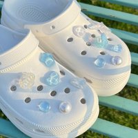 1 Set Blue Series Starfish Shell Ocean Shoe Charms Transparent Removable DIY Accessories for Crocs Decoration