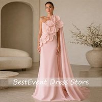 Evening Dress Big Flowers One Shoulder Sleeveless with Train Pearls Wedding Party Gown New Prom Dresses Customized
