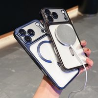 Luxury Plating Magnetic Wireless Charging Anti-Scratch Translucent Back, All-Round Lens Guard for iPhone 17 16 15 14 13 Pro Max