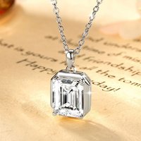 Rrjzz Solitaire 8x10mm Emerald Cut Moissanite Pendant Necklace 4CT D-Color Lab-created Diamond Women Necklace GRA Jewelry Gifts
