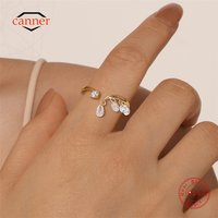 CANNER 1PC 925 Sterling Silver Classic Geometric Zircon Tassel Open Wedding Ring For Women Ins Minimalism Ring Jewelry Gift