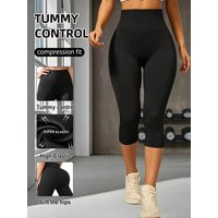 AliExpress NONE Womens 7 8 Length High Waist Compression Capri Leggings Tummy Control Hip Lifting Design For Yoga Fitness Running Cycling