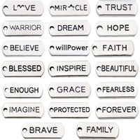 20pcs Vintage Letter Charms Alloy Engraving Inspirational Pendants for DIY Bracelets Necklaces Earrings Jewelry Making Accessory