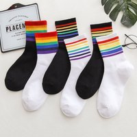 Instime Unisex Streifen Mitte Männer Socken Harajuku bunte lustige Socken Männer 1 Paar Kawaii Regenbogen Farbe Größe 35-42
