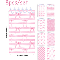 8pcs Pink Bowknot Theme Mini Spiral Pocket Notebooks Memo Pad Coil Booklet Notepads For Office Stationery School Diaries