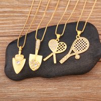 Nidin New Creative Design Shovel/Tennis Racket Shiny Crystal Zircon Pendant Necklace For Women Jewelry Accessories Fine Gifts