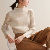 YUDX Miyake Pleated 2024 New Model Tops High Fashion Designer New Aesthetic Clothing Long Sleeve Turtleneck T-Shirt for Women's