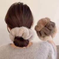 1pcs Large Colic Hairband Retro Imitation Mink Plush Rope High-end Rubber Band Female Tie Hair Rope Headwear