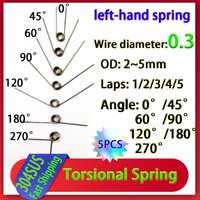 10Pcs Wire diameter 0.3 Left rotation torsion spring 304 stainless steel torsion spring number of turns 1/2/3/4/5 turns