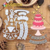 Original Lovely Layers Birthday Stars Cake Banners Metal Cutting Dies Scrapbooking Decorative Embossing