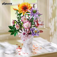 DIY Flower Building Blocks Botanical Plant Mini Bricks Sakura Sunflower Magnolia Bouquet Toy Desktop Decoration Gift