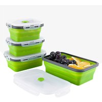 PGY Zusammenklappbarer Silikon-Lebensmittelbehälter Tragbare Bento-Lunchbox Mikrowellengeeignet für Zuhause, Küche und Outdoor