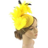 Fashion Women Veil Clip Party Headwear Fascinators Flower Hats Mesh Feather Bridal Wedding Headband