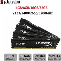1/2PCS HyperX Fury DDR4 Ram 4GB 8GB 16GB 3200MHz 2666MHz 2400MHz 2133MHz DRAM DIMM Memory 288pin PC4-25600 DDR4 RAM
