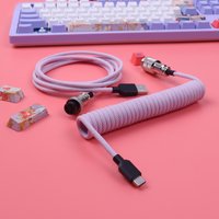 Mechanical Keyboard Data Cable Type-C to USB Cable GX16 Cable Macaron Color Coiled Keyboard Cable