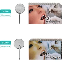 12pcs Stainless Steel Dental Mouth Mirror Head 4#5# Dental Equipment Accessory Dental Mouth Lens Replacement Head
