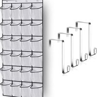 1X 24 Grid Wall-Mounted Sundries Shoe Organiser Fabric Closet Bag Mesh Pocket Clear Hanging Storage Rack Over The Door Cloth Box