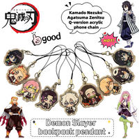 New Demon Slayer Kamado Nezuko Agatsuma Zenitsu Cartoon Q-Version Acrylic Mobile Chain Creative Cute High-Value Backpack Pendant