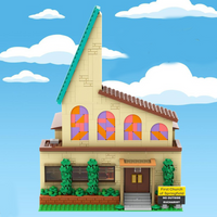 Moc Building Block Springfield Church Architecture Model Technology Modular Simpsoned Modular Brick City Street View Toy Gift