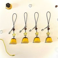 1pcs pudding + spoon Japanese retro keychain / bag charm