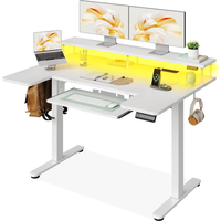 OffiGo Standing Desk, 120cm U Shaped Height Adjustable Desk with Monitor Stand, Electric Sit Stand Rising Table with Sockets, W image 3