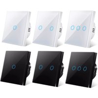 EU Touch Switch LED Crystal Glass Panel Wall Lamp Light Switch 1/2/3 Gang AC100-240V LED Sensor Switches Interruttor