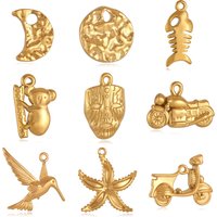 3Pcs Motorcycle/Retro Mask/Starfish/Hummingbird Charms Stainless Steel Animal Koala Pendant Bracelet Necklace DIY Jewelry Making