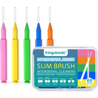 Kingubznis 60pcs Interdental Brush For Dental Orthodontics Clean Between Teeth Soft Silicone Bristle With Dust Cover