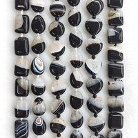 Natural Stone Black Uruguayan Agate Rectangle Slice Oval Heart Round Bead Healing Crystal Gem for Jewelry Making DIY Accessories