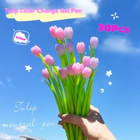 30Pcs/Lot Cute Creative Tulip Gel Pen Color Changing Under Sunshine Kawaii Flower Writing Pens Student School Office Stationery