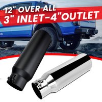Universal Car Straight Exhaust Tip 3 Inch Inlet 4 Inch Outlet 12 Inch Length Stainless Steel Muffler Tip For Car Tailpipe