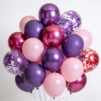 50PCS 12inch Pink Purple Metallic Confetti Balloons Set Wedding Happy Birthday Party Decorations for Indoor Outdoor Celebration
