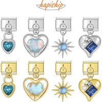 Hapiship Wholesale New Fashion Sun Planet Heart Charms Italian Link Fit 9mm Bracelet Stainless Steel Making DIY Jewelry DJ1310