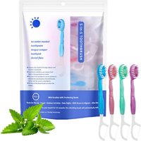 16pcs Mini Travel Toothbrush with Toothpaste Disposable Dental Floss Tongue Scraper Independent Packaging Fresh Breath Oral Care
