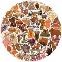 50PCS Highland Cow Cattle Sticker Cartoon Cute Guitar Helmet Luggage Wall DIY Decals Graffiti Stickers