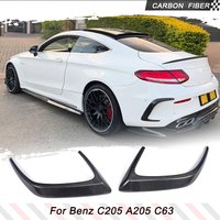For Mercedes-Benz C-Class C205 A205 C63 AMG Coupe 2D 2015-2017 Carbon Fiber / FRP Black Car Rear Bumper Canards Splitters Vents