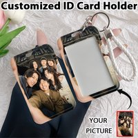 For Office Staff Teacher Business Personalized Custom ID Card Holder With Lanyard Custom Name Text Protector Case Card Cover
