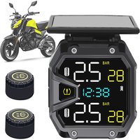 Motorcycle Air Pressure Sensor USB Port Solar Power Tire Pressure Monitor IP67 Waterproof for Outdoor Cycling Sports Accessories