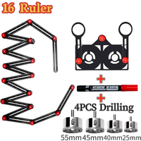 16/12/9/6/4 Side Multi Angle Measuring Ruler Opening Locator Angle Finder Tool Ceramic Tile Hole Punch Locator Measuring Ruler