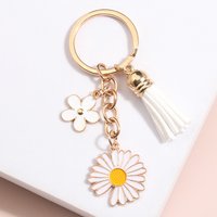 Cute Enamel Keychain Sunflower Tassel Key Ring Flower Key Chains Friendship Gifts For Women Girls Handbag Accessorie DIY Jewelry