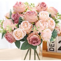 Artificial Flower Home Room Decoration Accessories Wedding Scrapbook Peony Candy Gift Box Arrangement Festival Silk Rose Bouquet