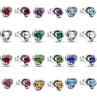 2025 New Twelve Birthday Stone Rose shaped Earrings Women's Jewelry Birthday Gift olive-green Garnet color
