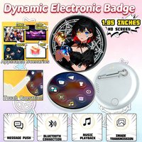 MRSVI 1.85" HD Touchscreen Digital Badge – Cute Smart Brooch for Backpacks, Christmas, Personal Photos & GIF Display